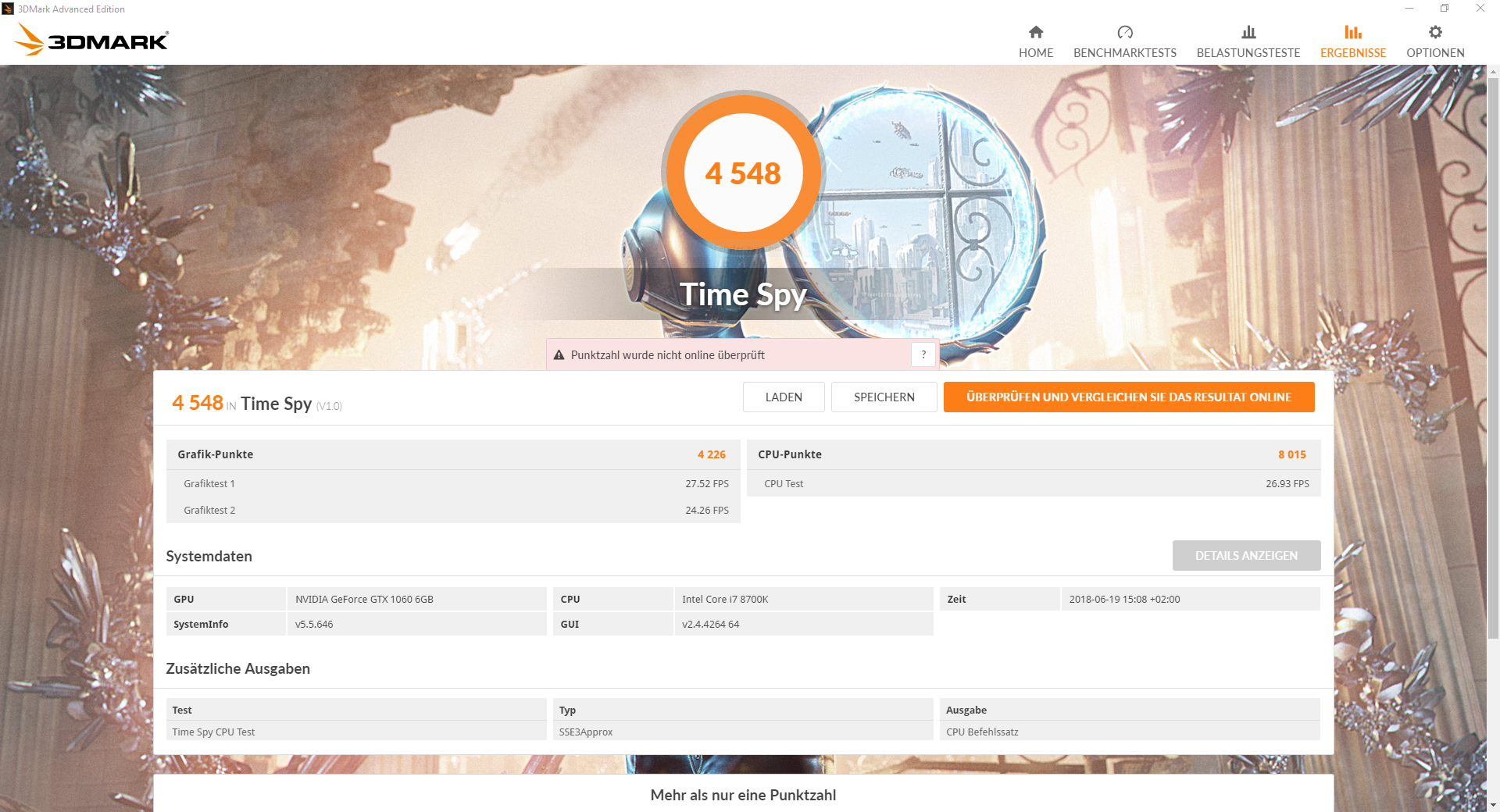 3D Mark Benchmark GPU 1060 3D Mark Benchmark GPU 1060
